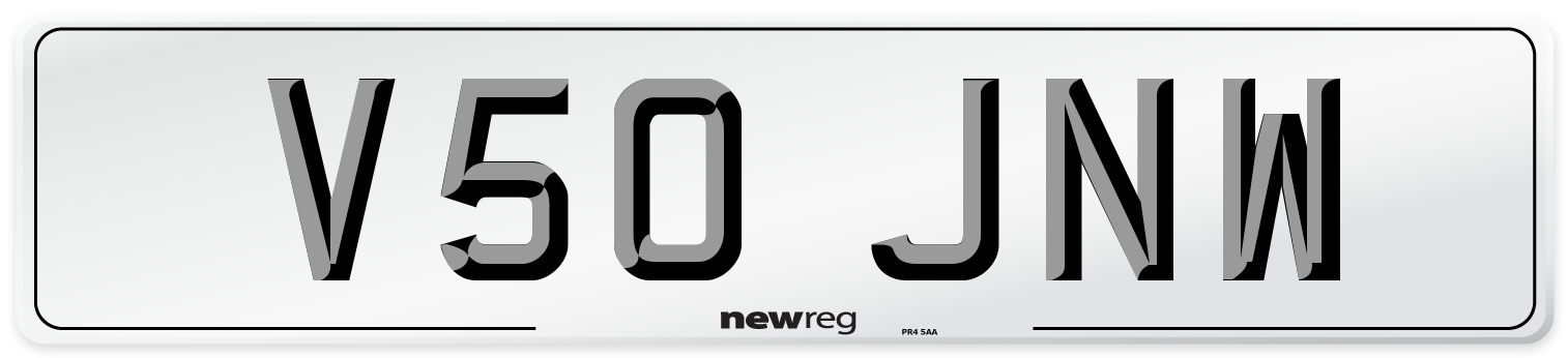 V50 JNW Number Plate from New Reg